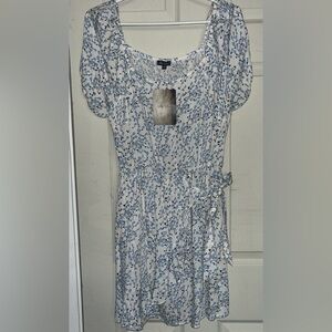 Lily Rose Women's Dress Size XL Short Sleeve Multicolored Floral Round Neck Blue